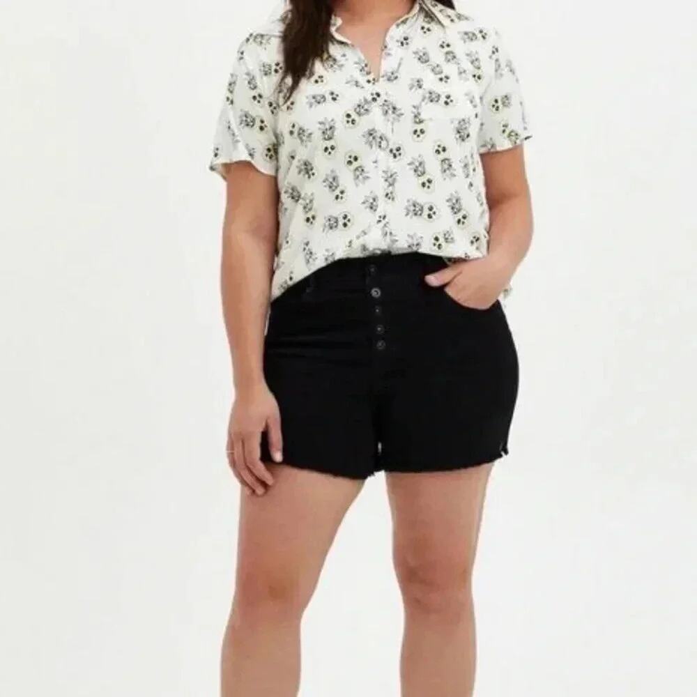 Torrid button-down blouse skull pineapples tropic… - image 2